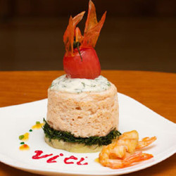 Сливочное суфле из креветок и филе семги с жареным сыром камамбер, пошаговый рецепт с фото