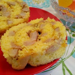 Бисквитный рулет с грушей простой