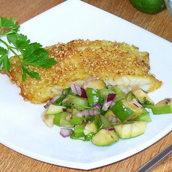 Теляпия в кунжутной панировке