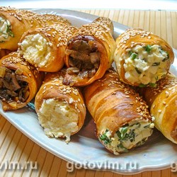 Слоеные трубочки с разными начинками. Рецепт с фото