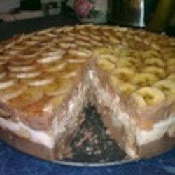 Творожный торт с шоколадным пудингом и бананом