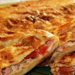 Запеканка в л. - ЛУК, ФАРШ, ПОМИДОР