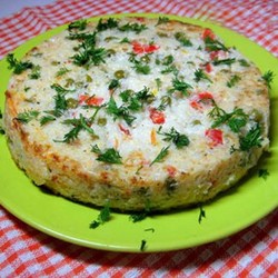 Рисовая запеканка со сладким перцем и зеленым горошком | Ленивая кухарка