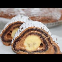 Шокол.-банан. рулет с варен. сгущен.