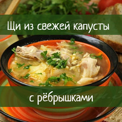 Щи на свиных ребрышках из свежей капусты, рецепт с фото