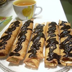 Блинчики дрожжевые с жаренными бананами