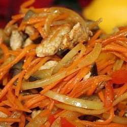 Теплый салат из обжаренных овощей с мясом. За уши не оттянешь!