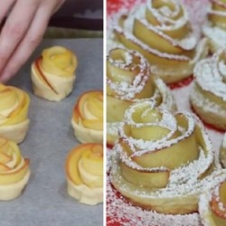 Яблочные розочки из слоеного теста