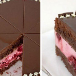 Шоколадный торт с вишневым кремом и ягодами