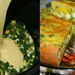 Быстрый пирог с яйцами и луком. Всегда получается отменным!