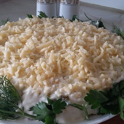 ТОРТ-САЛАТ ИЗ КУРИНОЙ ПЕЧЕНИ