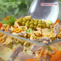 Салат с куриными серднечками