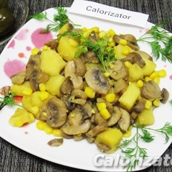 Картофель с грибами и кукурузой