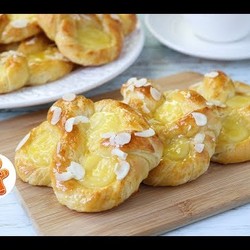 Сдобные Слоеные Крендели с Заварным Кремом ✧ Puddingbrezeln aus Plunderteig