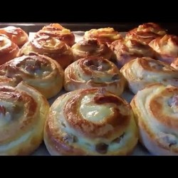 Пышные ИТАЛЬЯНСКИЕ  БУЛОЧКИ с заварным кремом и изюмом БУЛОЧКИ рецепт