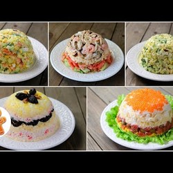 Пять Праздничных Салатов из Рыбы и Морепродуктов