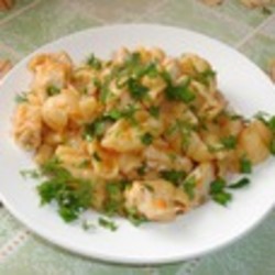 Куриное филе с макаронами