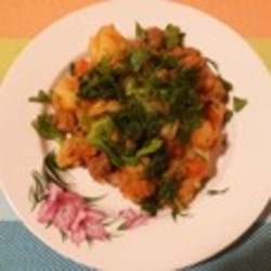 Жаркое с зеленым горошком в мультиварке