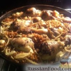 Рецепт: Гречка с курицей в духовке на RussianFood.com