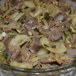 Маринованные куриные желудочки в соевом соусе пикантные