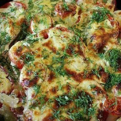 Очень вкусные молодые кабачки, запеченные с помидорами под соусом