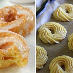 Колечки из заварного теста в белой глазури