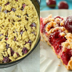 Тертый пирог из вишни, очень ароматный!