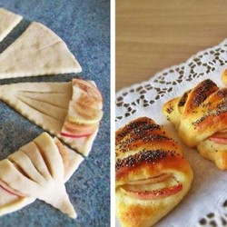 Ароматные конвертики с яблоками из творожного теста