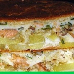 Рыбный заливной пирог с картошкой