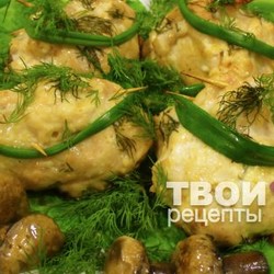 Мясные мешочки с грибами