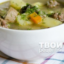 Суп из белых грибов с фрикадельками