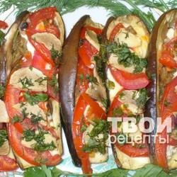 Баклажаны фаршированные с шампиньонами