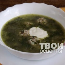 Суп со шпинатом и фрикадельками