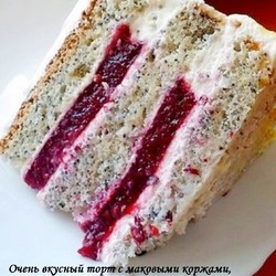 Маковый торт с ягодным компоте