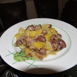 Сердечки куриные с картофелем тушенные в RMC