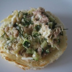 Бутерброды с печенью трески, яйцом и огурцом