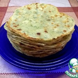 лепешки с зеленью и чесноком