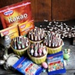 Шоколадные маффины с карамелью