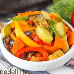 Овощное соте с кабачком и баклажаном