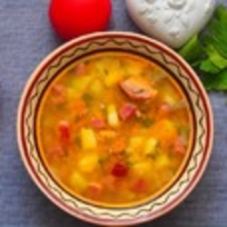 Суп из красной чечевицы с копченостями