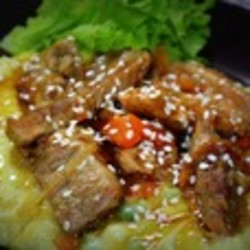 Тушеная свинина с соусом терияки