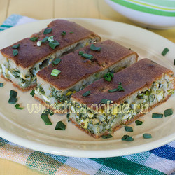 ✔️Заливной пирог с яйцом и зеленым луком на кефире в духовке - рецепт с фото пошагово