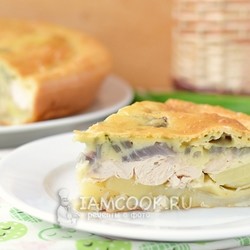Курник из заливного теста