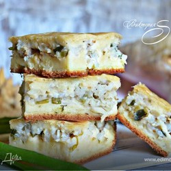 Рыбный заливной пирог. Ингредиенты: лимонный сок, разрыхлитель, рис