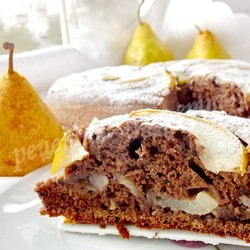 Шоколадный пирог с грушами на йогурте, без молока и масла