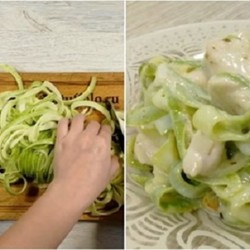 Кабачковые спагетти в сырном соусе