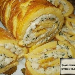 Рулет омлетный с плавленным сыром
