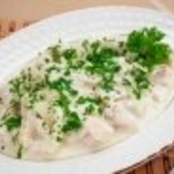 Минтай жареный в сметане