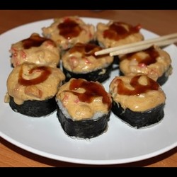 Рецепт Ролл ЗАПЕЧЕННЫЙ С Лососем и Крабом СУШИ