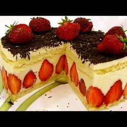 Торт "Фрезье"(Fraisier). Клубничный торт.Пошаговый рецепт.
